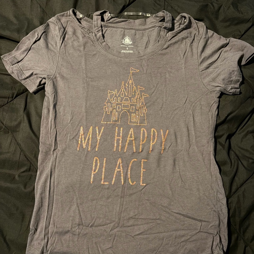 Disney Charcoal Tee with Gold Design